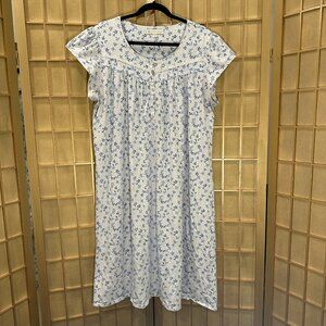 Eileen West Midi Nightgown L Floral Short Sleeve Lace Pleats Cottagecore